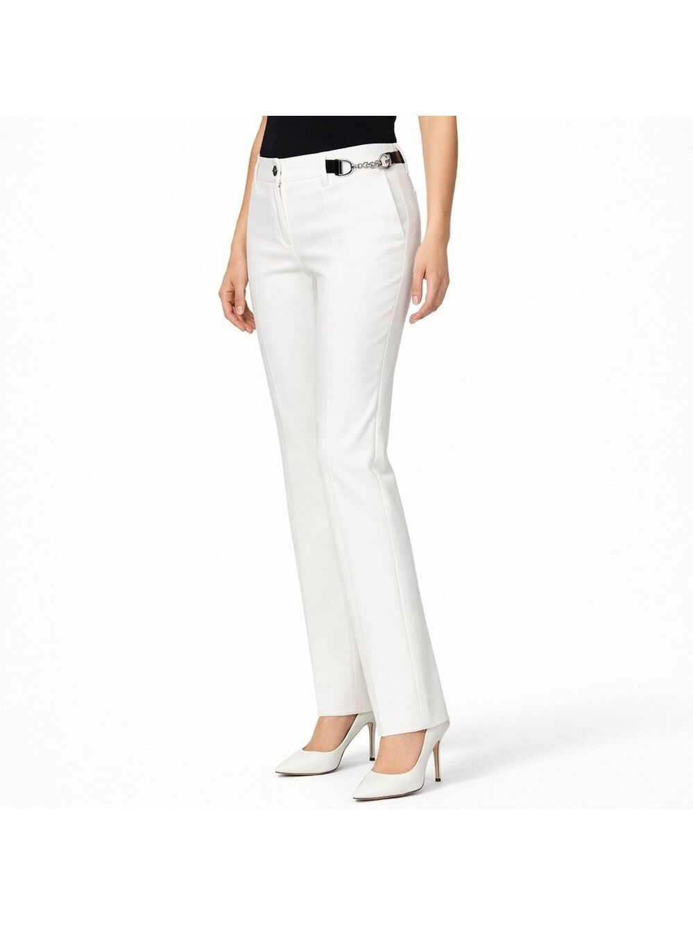 DOLCE & GABBANA Cotton White Straight Leg Pants w/ Side Buckle Detailing US Sz 4